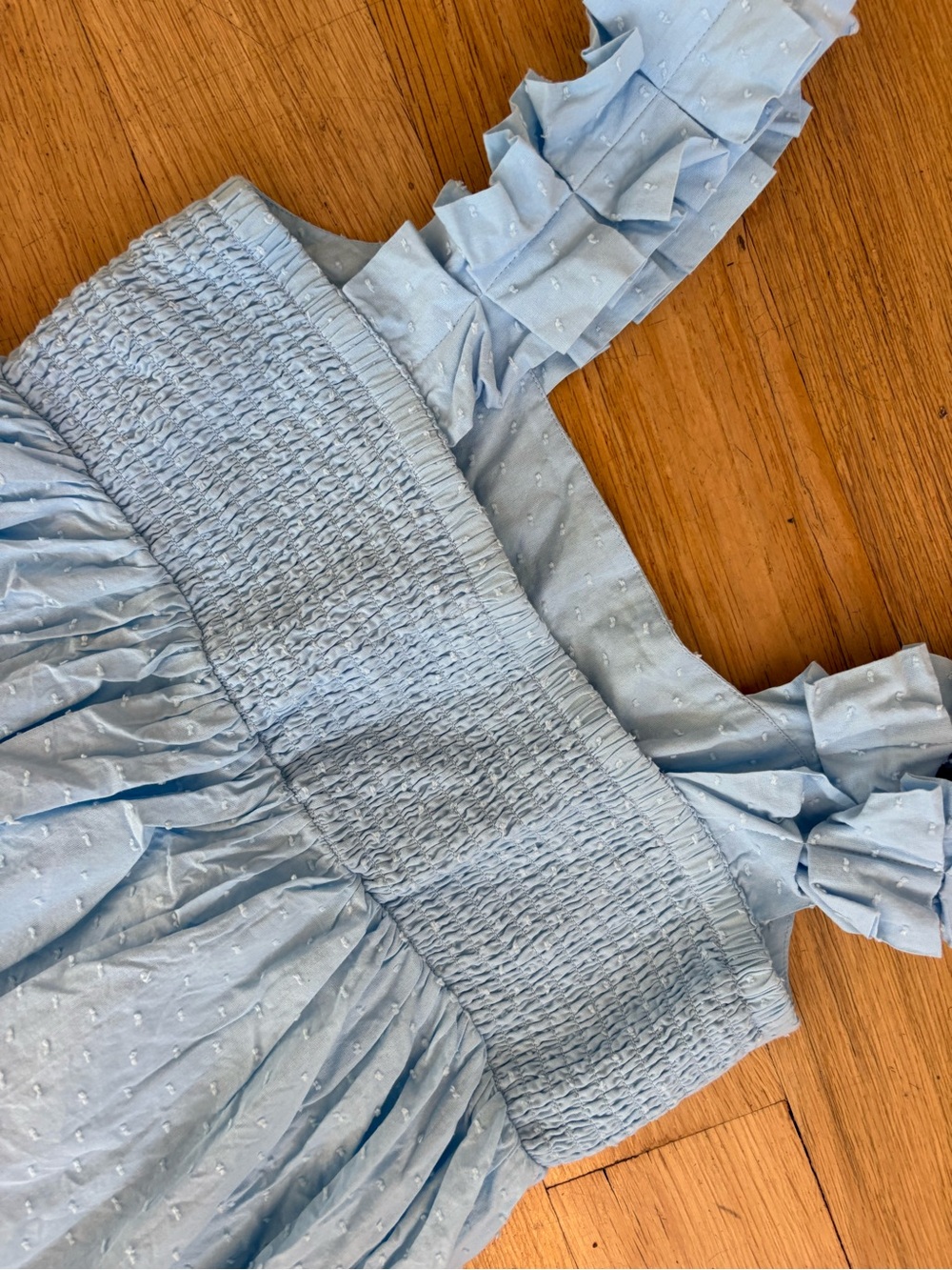 Light Blue Ruffled Strap Dress - Picture 6 of 6
